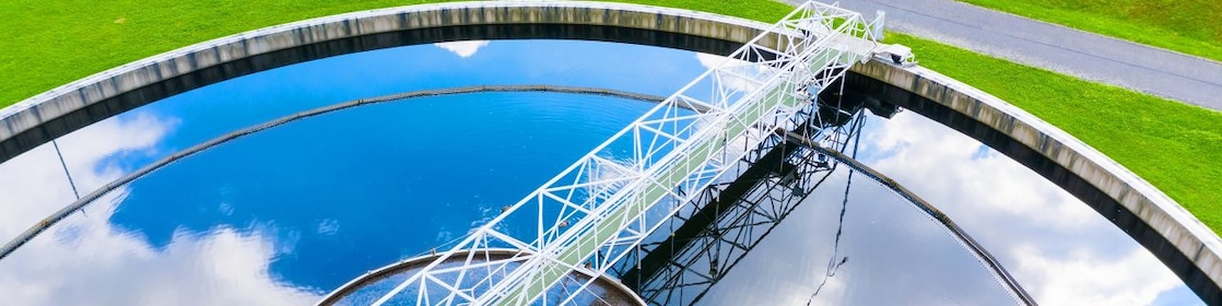 arial view of water refinery tank
